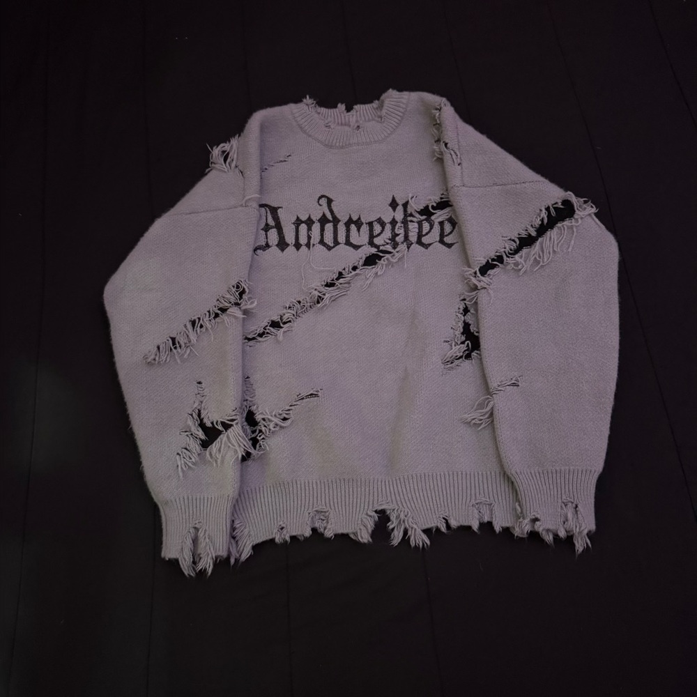 Gray Distressed Sweater